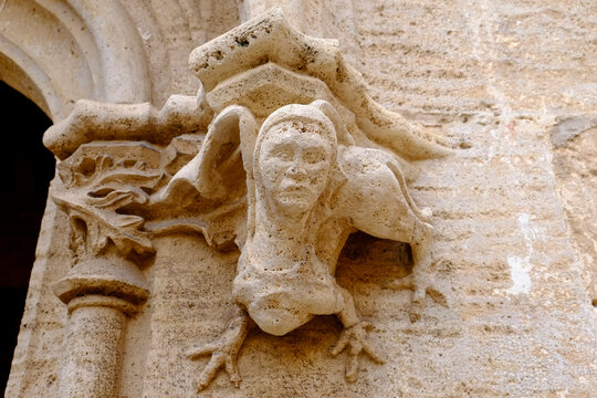 Valencia, Spain, Europe La Lonja de la Seda (The Silk Exchange)  built between 1482 and 1548, featuring intricate stonework and detailed grotesques that add character and charm to the facade.