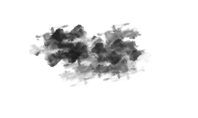Abstract black watercolor smoke cloud on Transparent background