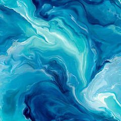 Seamless pattern Fluid Watercolor Abstract with Blue and Turquoise Ink Flow