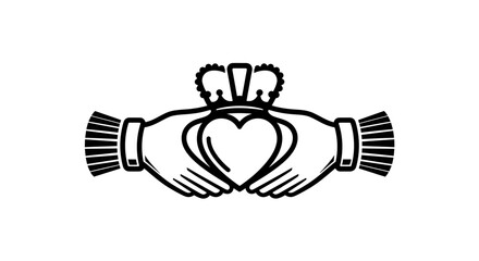 Vector art of claddagh ring symbol, traditional irish design