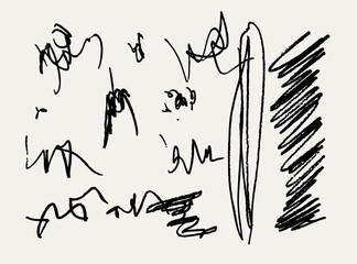 Vector graphic elements. isolated hand drawn pencil underlines, scribble lines.
