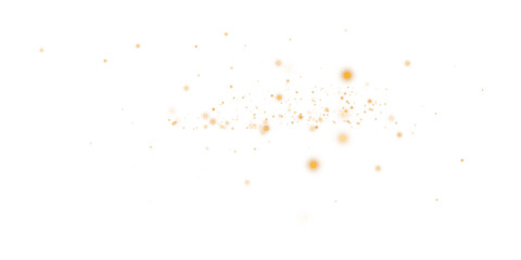 Gold sparks and stars glitter with a special light effect. Sparkles on a transparent background. Christmas abstract.