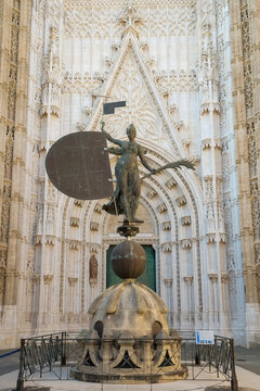 Seville, Spain. Seville Cathedral. 
Cathedral interior. The cathedral is located on the site of the town's 12th-century Great Mosque. Christopher Columbus is buried in its interior. 