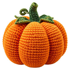 Calabaza de Halloween Tejida a Crochet en Color Naranja con Tallo Verde, Amigurumi Artesanal de Otoño, Decoración Festiva
