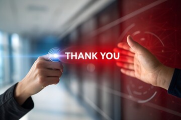 Two hands reaching out with the words thank you in between them