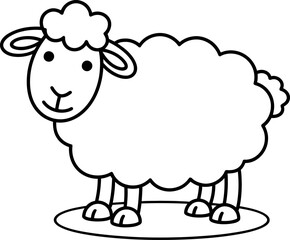 Obraz premium Simple Cartoon Sheep Line Art Coloring Page