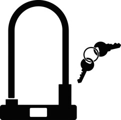 U-Lock or D-Lock Security Icon with Keys for Bicycle