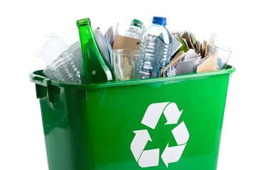 Recycle bin holds various items for reuse and renewal.