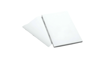 Two stacked white sheets of paper, one slightly angled, on a solid black background