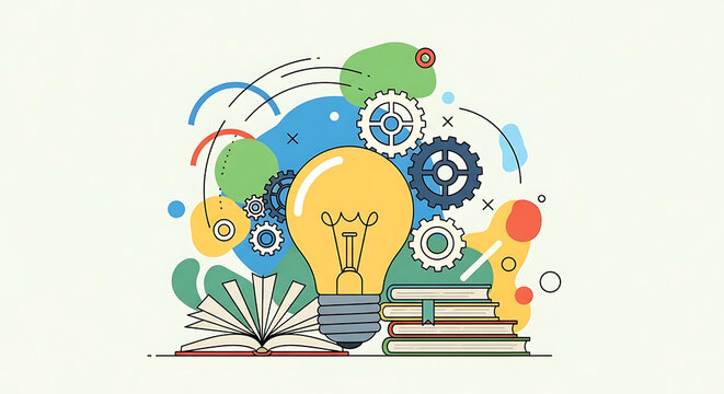 A teacher instructs a diverse group of young students on computer programming in a modern, sunlit classroom.