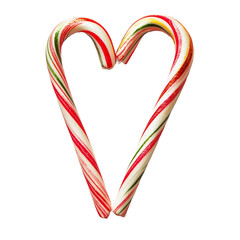 Fototapeta premium Candy cane heart shaped ornament isolated transparent background sweet Christmas decoration