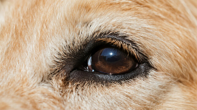 An abstract background texture from a macro shot of a clean, soft, and fluffy golden retriever puppy's fur - Powered by Adobe