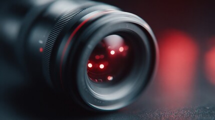 A camera lens capturing AI images with glowing authenticity seals  
