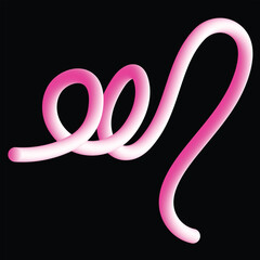 Bright pink and white flexible textured sensory toy twisted into abstract shape against black background