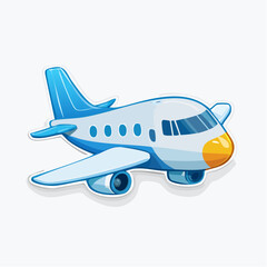Airplane Cartoon Illustration: A vibrant and friendly airplane takes to the sky, rendered in a charming cartoon style. perfect for travel, adventure, and imagination. 