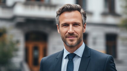 Fototapeta premium Portrait of real estate agent showing property, high resolution, ultra detailed, realistic lighting, 8k, professional photography quality