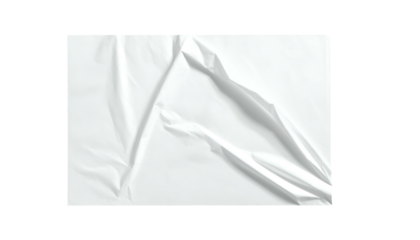 A wrinkled, translucent white sheet of material, partially lit from above