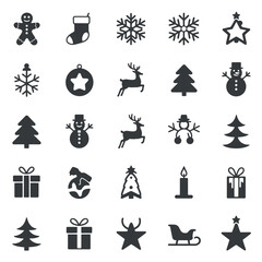 Collection of festive christmas icons and symbols for holiday design