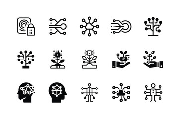Collection of futuristic technology and innovation icons