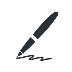 Simple icon of a fountain pen writing a wavy line