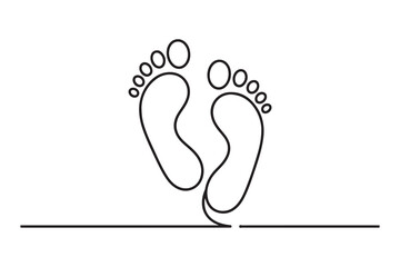 footprint vector thin line icon. one line Icon drawing with white background