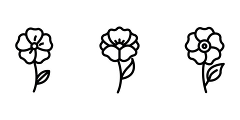 poppy outline or line icon design bundle.