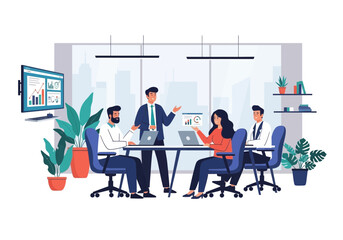 Teamwork and collaboration illustration business meeting