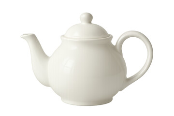 Obraz premium White ceramic teapot with lid and handle