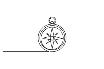 Fototapeta premium Compass Vector Line Icon. one line Icon drawing with white background