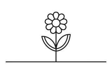 flower vector glyph flat icon. one line Icon drawing with white background