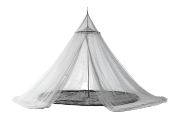 White mosquito net tent isolated on transparent background