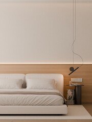 Modern Minimalist Bedroom Interior with Frame Poster Mockup - 3d Render
