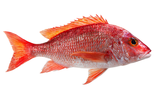 Vibrant red snapper fish isolated on transparent background