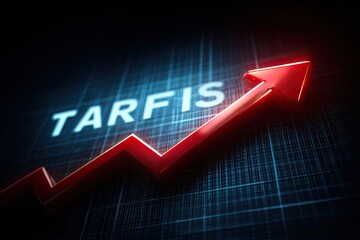 A red glowing arrow trending upwards against a dark blue background