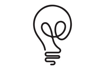 idea vector glyph flat icon. one line Icon drawing with white background