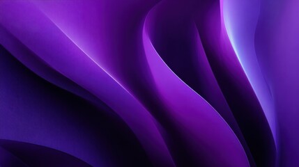 Dynamic waves of deep violet and glowing lavender fabric create a sophisticated and modern abstract design