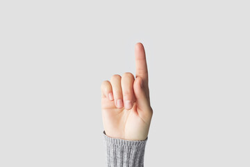 Human Hand with Index Finger Pointing Upwards