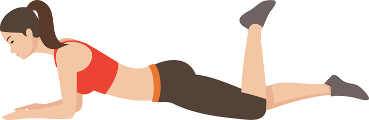 Dynamic sketch of woman performing focused yoga pose for fitness and flexibility