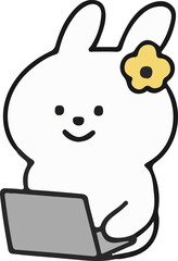 Cute White Rabbit Character Emotions - TOTO Daily Life Set