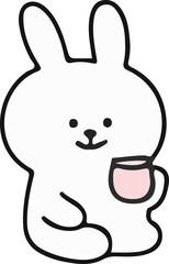 Cute White Rabbit Character Emotions - TOTO Daily Life Set