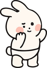 Cute White Rabbit Character Emotions - TOTO Daily Life Set