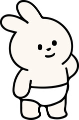 Cute White Rabbit Character Emotions - TOTO Daily Life Set