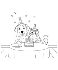 funny cats coloring page for kids