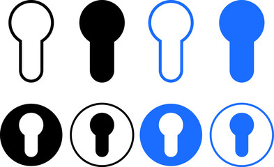 key hole icon set. Door keyhole symbol. Access Point Security sign