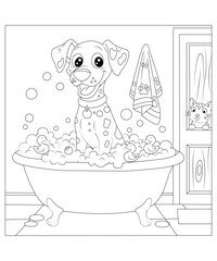 funny cats coloring page for kids