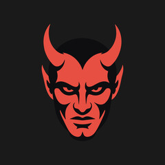 Angry devil heaf in sport mascot style