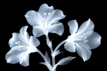 Fototapeta premium Ethereal X-Ray Flowers Dark Background