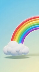 Vibrant Rainbow Arching Over a Fluffy Cloud Against a Gradient Sky