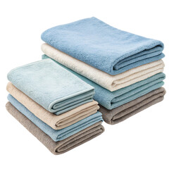 Microfiber cleaning cloths folded/stacked, cutout PNG transparent background