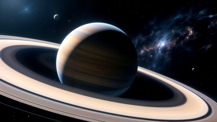 Majestic Planet Saturn Rings Cosmic Background